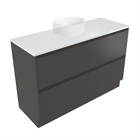 Elementi Sienna 1200mm 2 Drawer Vanity White Elestone Top Bullet