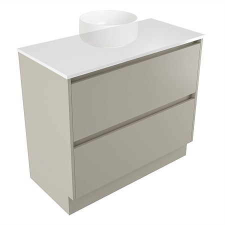 Elementi Sienna 900mm 2 Drawer Vanity White Elestone Top Dawn Grey