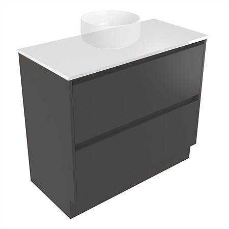 Elementi Sienna 900mm 2 Drawer Vanity White Elestone Top Bullet