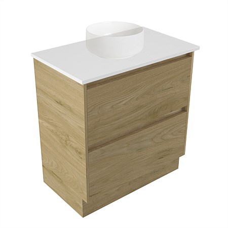 Elementi Sienna 750mm 2 Drawer Vanity White Elestone Top French Oak Velvet