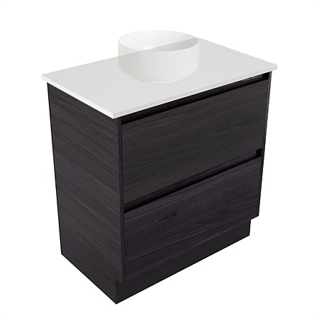 Elementi Sienna 750mm 2 Drawer Vanity White Elestone Top Fiordland Elm Wilderness