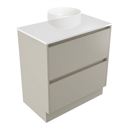 Elementi Sienna 750mm 2 Drawer Vanity White Elestone Top Dawn Grey