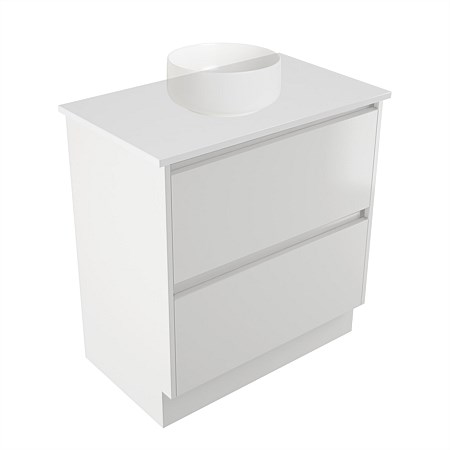 Elementi Sienna 750mm 2 Drawer Vanity White Elestone Top White Gloss
