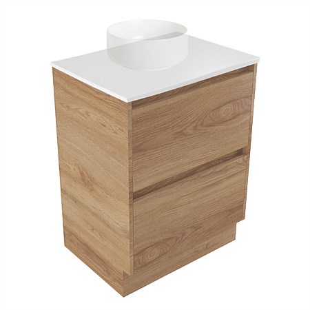 Elementi Sienna 600mm 2 Drawer Vanity White Elestone Top Southern Oak Timberland