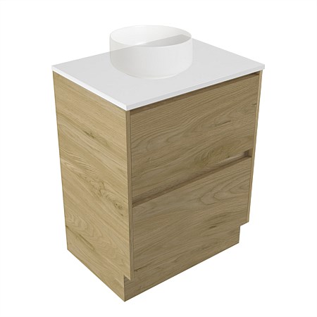 Elementi Sienna 600mm 2 Drawer Vanity White Elestone Top French Oak Velvet