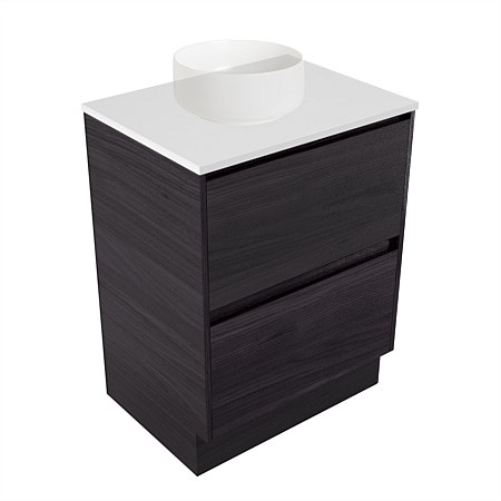 Elementi Sienna 600mm 2 Drawer Vanity White Elestone Top Fiordland Elm Wilderness