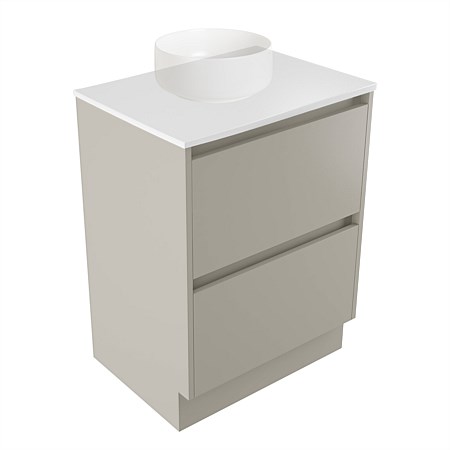 Elementi Sienna 600mm 2 Drawer Vanity White Elestone Top Dawn Grey