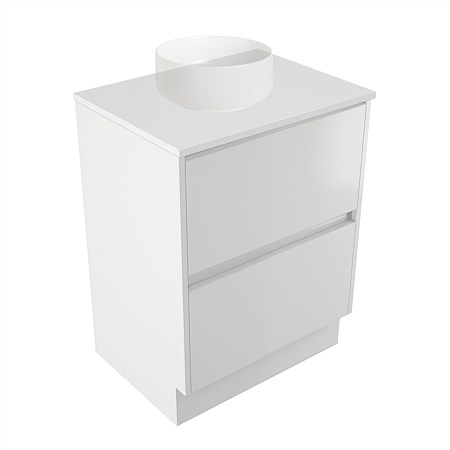 Elementi Sienna 600mm 2 Drawer Vanity White Elestone Top White Gloss