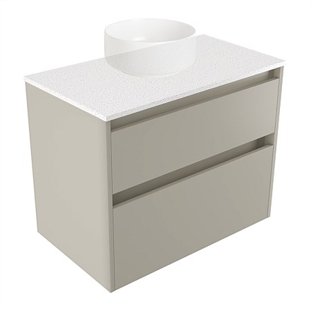 Elementi Sienna 750mm 2 Drawer Wall-Hung Vanity Motion Elestone Flat Top Dawn Grey