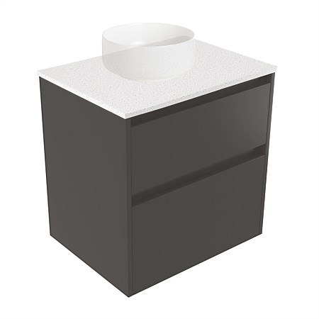 Elementi Sienna 600mm 2 Drawer Wall-Hung Vanity Motion Elestone Flat Top Bullet