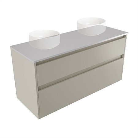Elementi Sienna 1200mm Double 2 Drawer Wall-Hung Vanity Moonlight Elestone Flat Top Dawn Grey