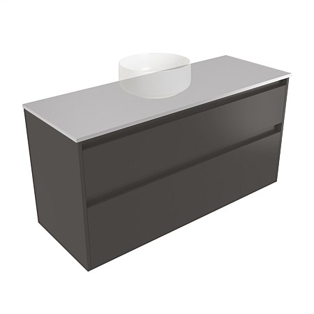 Elementi Sienna 1200mm 2 Drawer Wall-Hung Vanity Moonlight Elestone Flat Top Bullet