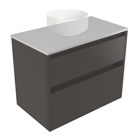 Elementi Sienna 750mm 2 Drawer Wall-Hung Vanity Moonlight Elestone Flat Top Bullet