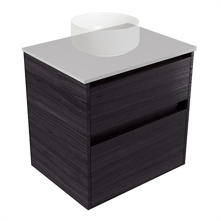 Elementi Sienna 600mm 2 Drawer Wall-Hung Vanity Moonlight Elestone Flat Top Fiordland Elm Wilderness