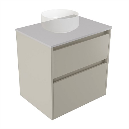 Elementi Sienna 600mm 2 Drawer Wall-Hung Vanity Moonlight Elestone Flat Top Dawn Grey