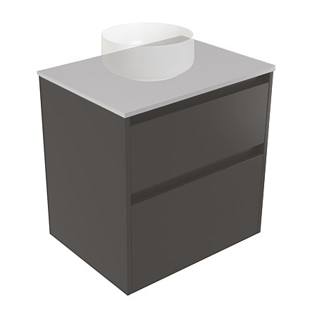 Elementi Sienna 600mm 2 Drawer Wall-Hung Vanity Moonlight Elestone Flat Top Bullet