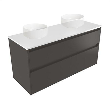 Elementi Sienna 1200mm Double 2 Drawer Wall-Hung Vanity White Elestone Top Bullet