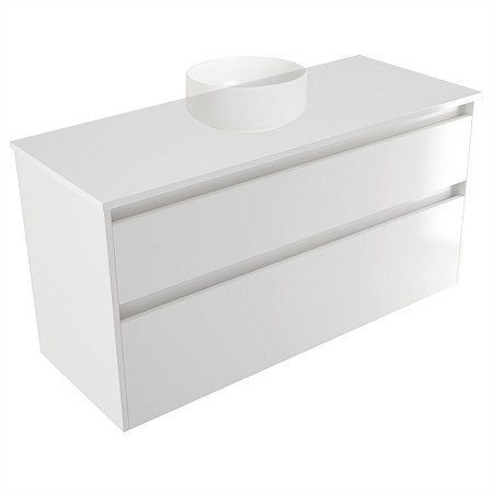 Elementi Sienna 1200mm 2 Drawer Wall-Hung Vanity White Elestone Top White Gloss