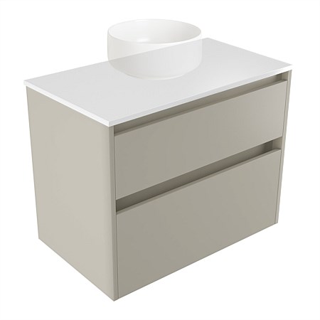 Elementi Sienna 750mm 2 Drawer Wall-Hung Vanity White Elestone Top Dawn Grey