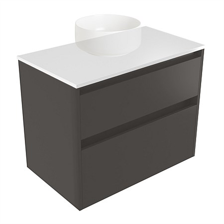 Elementi Sienna 750mm 2 Drawer Wall-Hung Vanity White Elestone Top Bullet