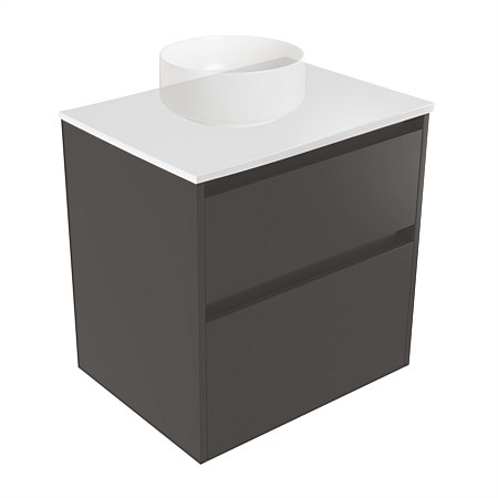 Elementi Sienna 600mm 2 Drawer Wall-Hung Vanity White Elestone Top Bullet