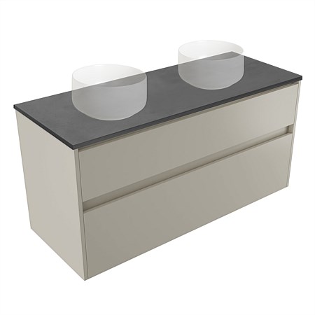 Elementi Sienna 1200mm Graphite Concrete Top Double 2 Drawer Wall-Hung Vanity Dawn Grey