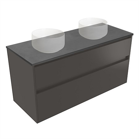Elementi Sienna 1200mm Graphite Concrete Top Double 2 Drawer Wall-Hung Vanity Bullet