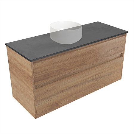 Elementi Sienna 1200mm Graphite Concrete Top 2 Drawer Wall-Hung Vanity Southern Oak Timberland