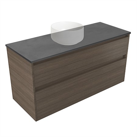 Elementi Sienna 1200mm Graphite Concrete Top 2 Drawer Wall-Hung Vanity Charred Oak