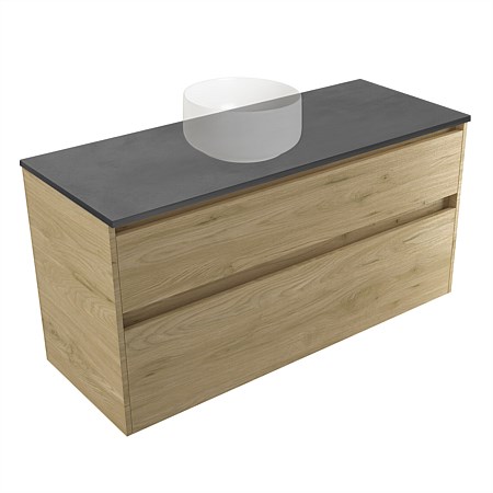 Elementi Sienna 1200mm Graphite Concrete Top 2 Drawer Wall-Hung Vanity French Oak Velvet