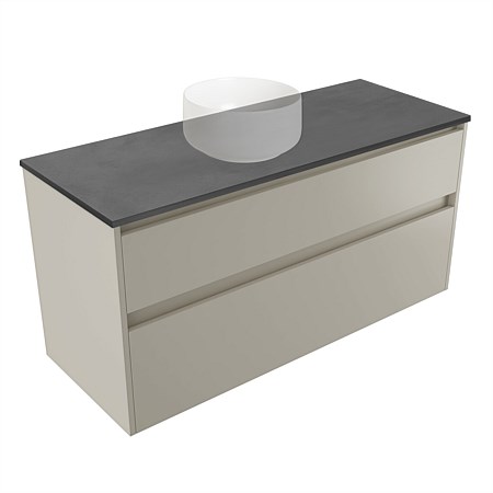 Elementi Sienna 1200mm Graphite Concrete Top 2 Drawer Wall-Hung Vanity Dawn Grey