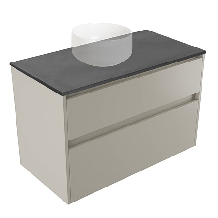 Elementi Sienna 900mm Graphite Concrete Top 2 Drawer Wall-Hung Vanity Dawn Grey