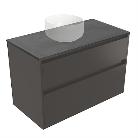 Elementi Sienna 900mm Graphite Concrete Top 2 Drawer Wall-Hung Vanity Bullet