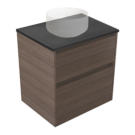 Elementi Sienna 600mm Graphite Concrete Top 2 Drawer Wall-Hung Vanity Charred Oak