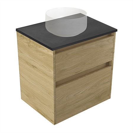 Elementi Sienna 600mm Graphite Concrete Top 2 Drawer Wall-Hung Vanity French Oak Velvet