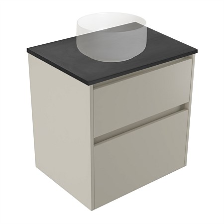 Elementi Sienna 600mm Graphite Concrete Top 2 Drawer Wall-Hung Vanity Dawn Grey