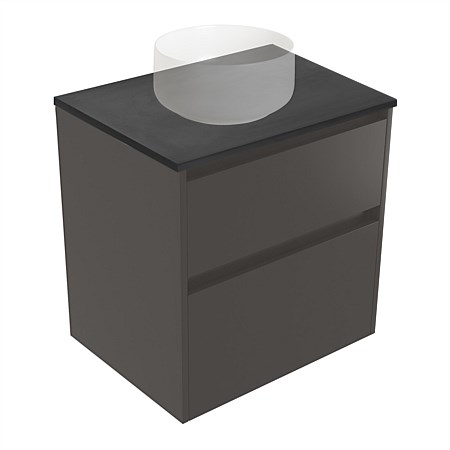 Elementi Sienna 600mm Graphite Concrete Top 2 Drawer Wall-Hung Vanity Bullet