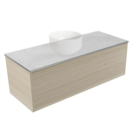 Elementi Sienna 1200mm Grey Concrete Top 2 Drawer Wall-Hung Vanity Seasoned Oak