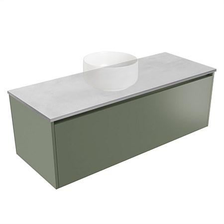 Elementi Sienna 1200mm Grey Concrete Top 2 Drawer Wall-Hung Vanity Green Slate