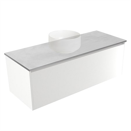 Elementi Sienna 1200mm Grey Concrete Top 2 Drawer Wall-Hung Vanity White Gloss