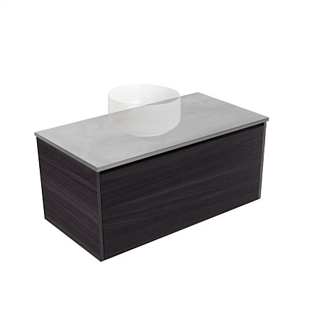 Elementi Sienna 900mm Grey Concrete Top 2 Drawer Wall-Hung Vanity Fiordland Elm Wilderness