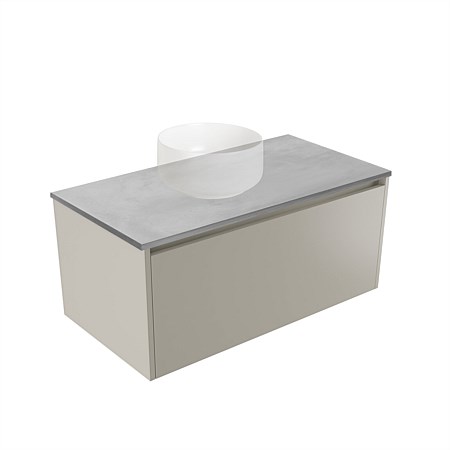 Elementi Sienna 900mm Grey Concrete Top 2 Drawer Wall-Hung Vanity Dawn Grey