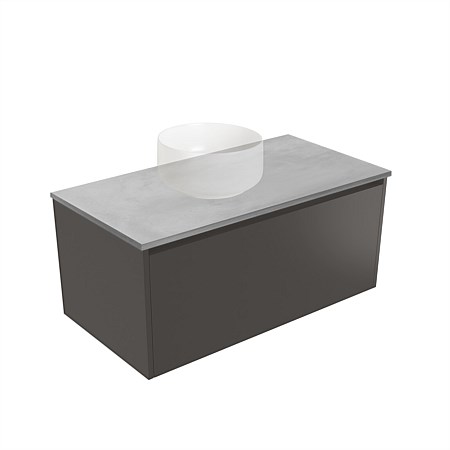 Elementi Sienna 900mm Grey Concrete Top 2 Drawer Wall-Hung Vanity Bullet