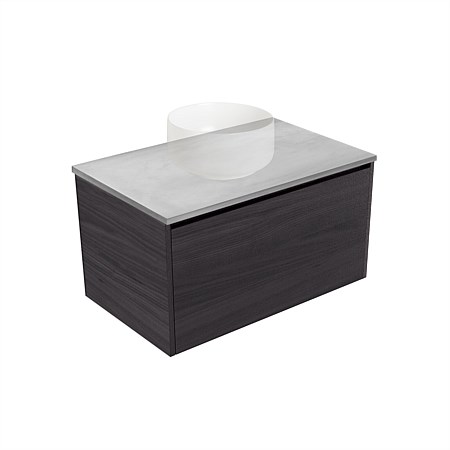 Elementi Sienna 750mm Grey Concrete Top 2 Drawer Wall-Hung Vanity Fiordland Elm Wilderness