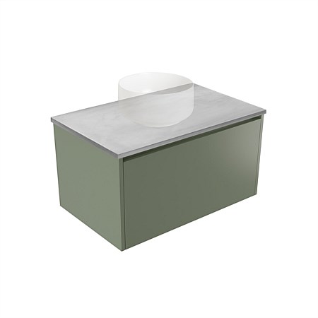 Elementi Sienna 750mm Grey Concrete Top 2 Drawer Wall-Hung Vanity Green Slate