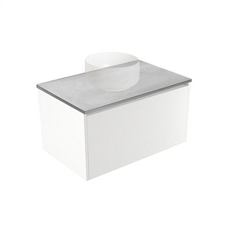 Elementi Sienna 750mm Grey Concrete Top 2 Drawer Wall-Hung Vanity White Gloss