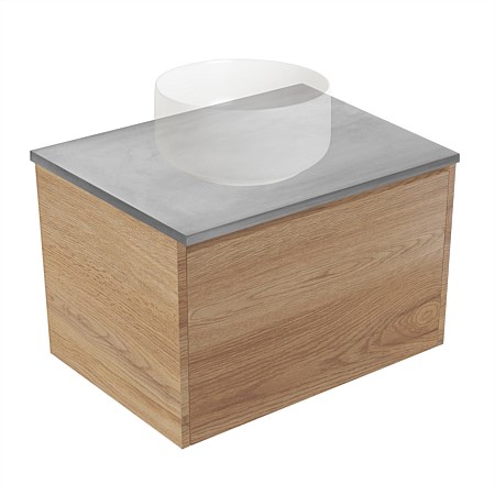 Elementi Sienna 600mm Grey Concrete Top 2 Drawer Wall-Hung Vanity Southern Oak Timberland