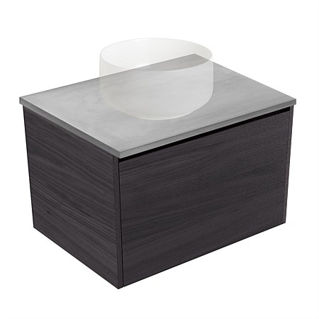 Elementi Sienna 600mm Grey Concrete Top 2 Drawer Wall-Hung Vanity Fiordland Elm Wilderness