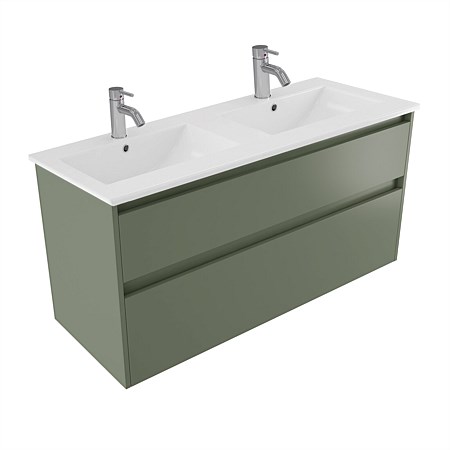 Elementi Sienna 1200mm 2 Drawer Vitreous China Wall-Hung Vanity Green Slate