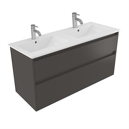 Elementi Sienna 1200mm 2 Drawer Vitreous China Wall-Hung Vanity Bullet